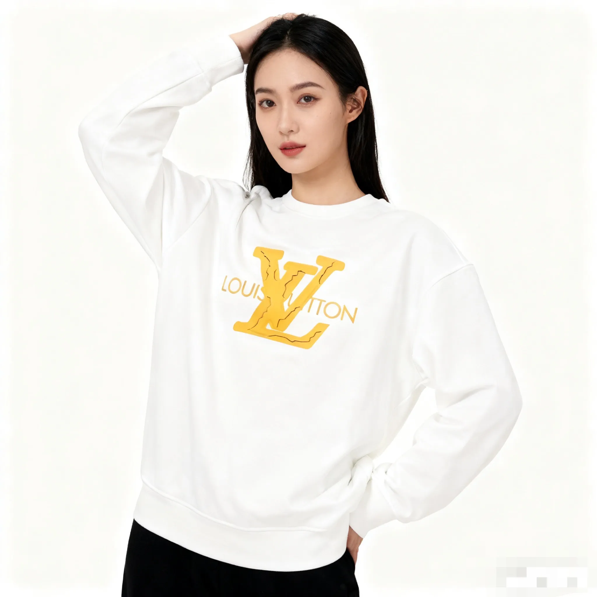 Louis Vuitton/Louis Vuitton 25Fw three-dimensional logo print crew neck sweatshirt